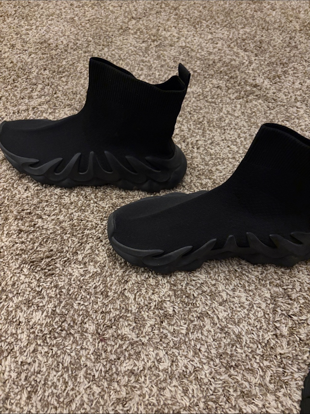 Black Knit Sock Sneaker with Sculpted Sole - Picture 4 of 7
